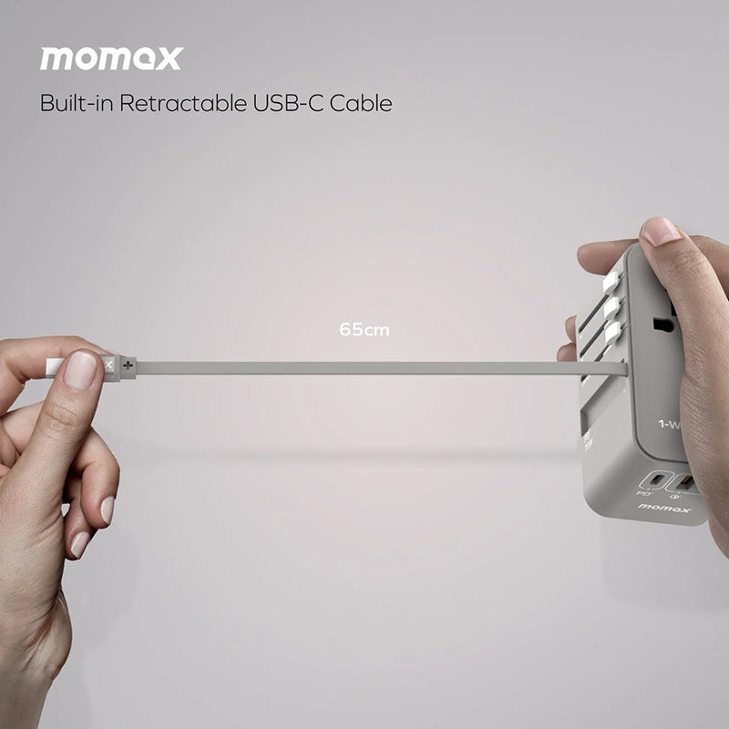 Momax GaN Travel Adaptor With Build-in USB-C Cable