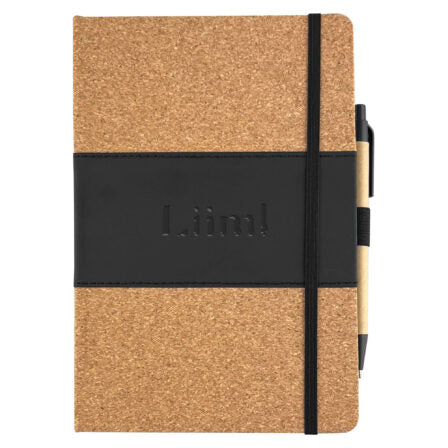Cork & PU Cover A5 Notebook with Paper Pen