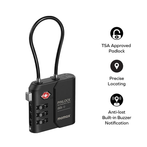 Momax PinLock Find My Locator with TSA Padlock