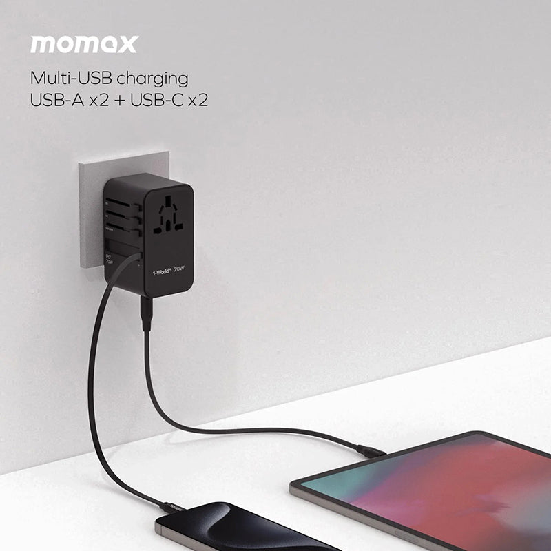 Momax GaN Travel Adaptor With Build-in USB-C Cable