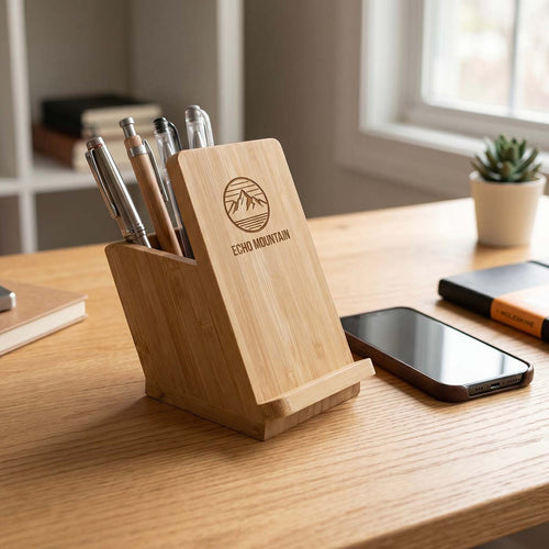 Bamboo Mobile Stand and Pen Holder