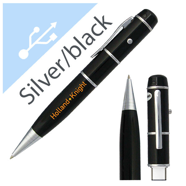 Silver or black pen USB